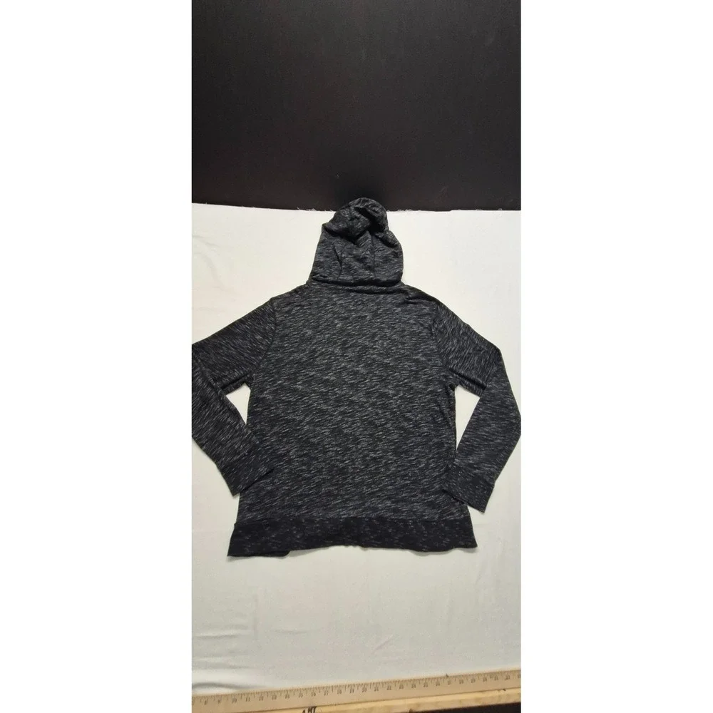 Express men's heather black front pocket hooded long sleeve shirt drawstring Lg.